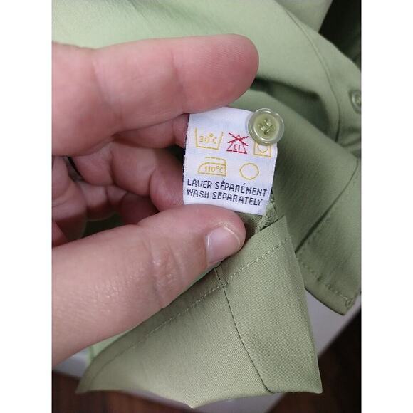 Reitmans Woman XL Blouse Green Long Button Sleeve Collared Button Shirt - Picture 6 of 8